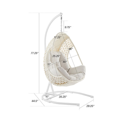 Peakhome Furnishings Patio Metal/Wicker Hammocks Egg Chair with Cushion and Stand