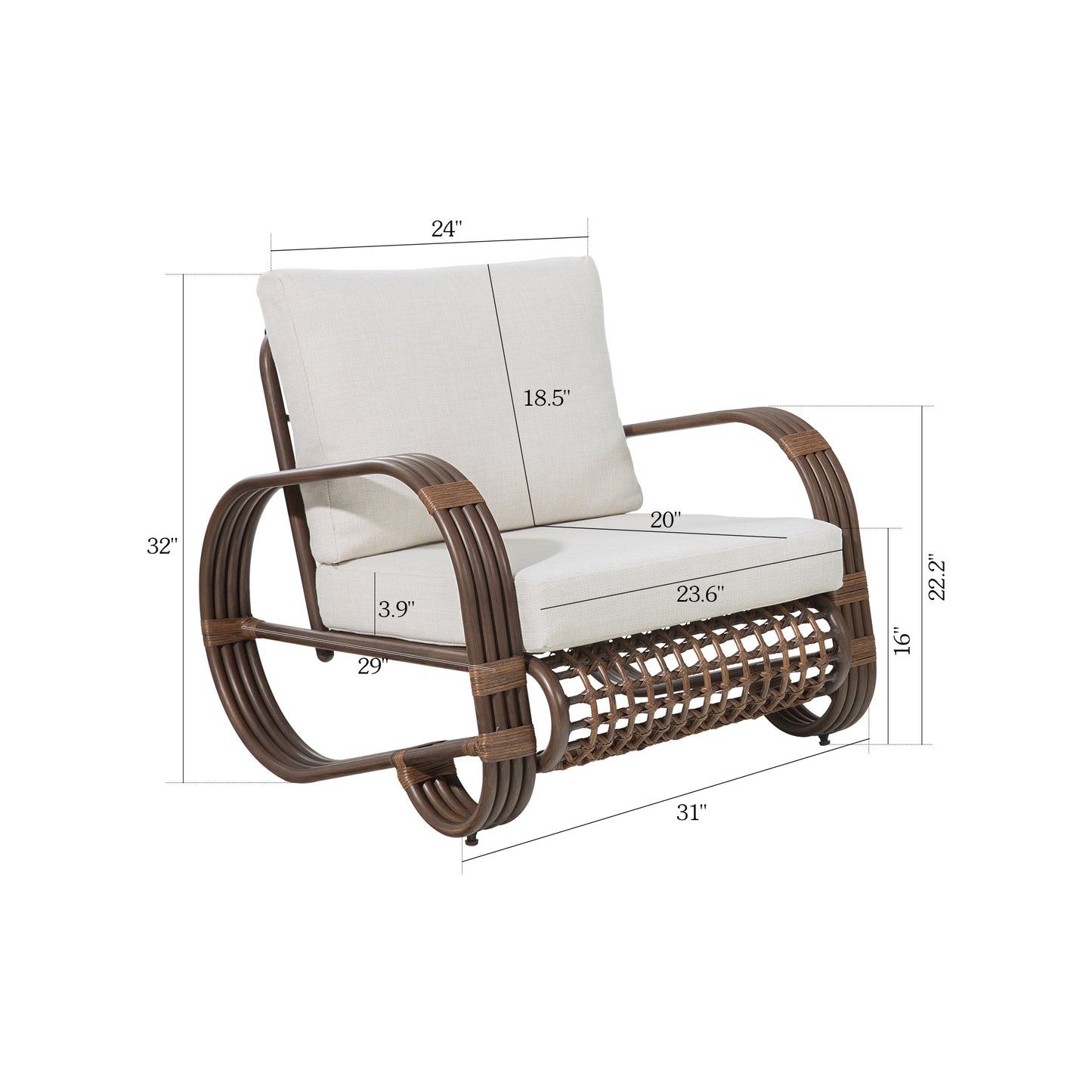 Arsterie Patio Hand-Brush Aluminum Club Chairs Set of 2 with Olefin Cushions