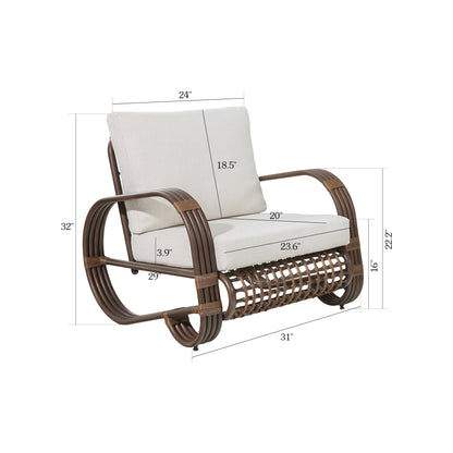 Arsterie Patio Hand-Brush Aluminum Club Chairs Set of 2 with Olefin Cushions