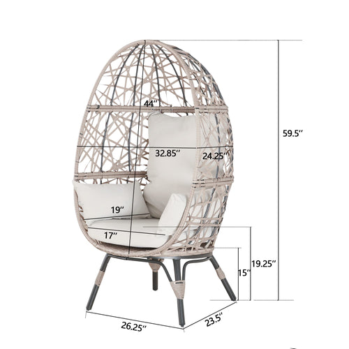 Patio&Indoor Rattan Egg Chair with Cushion and Pillow for Living Room Patio Courtyard