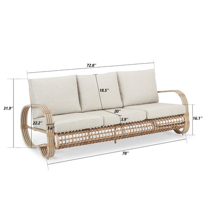 Arsterie Aluminum/Wicker Outdoor Couch Sofa with Cushion