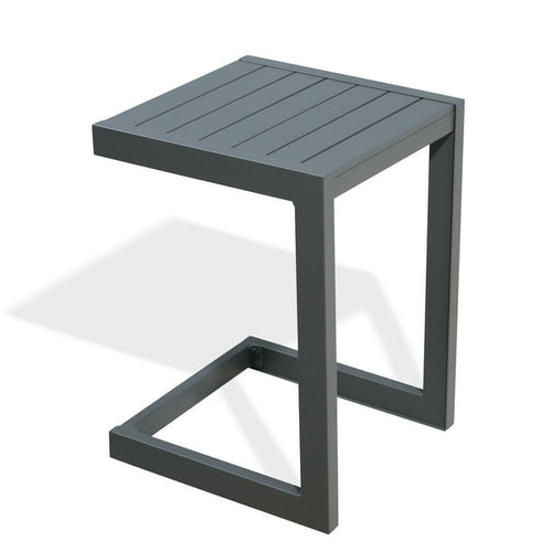 Patio Aluminum Side Table Outdoor Indoor C Shaped End Table