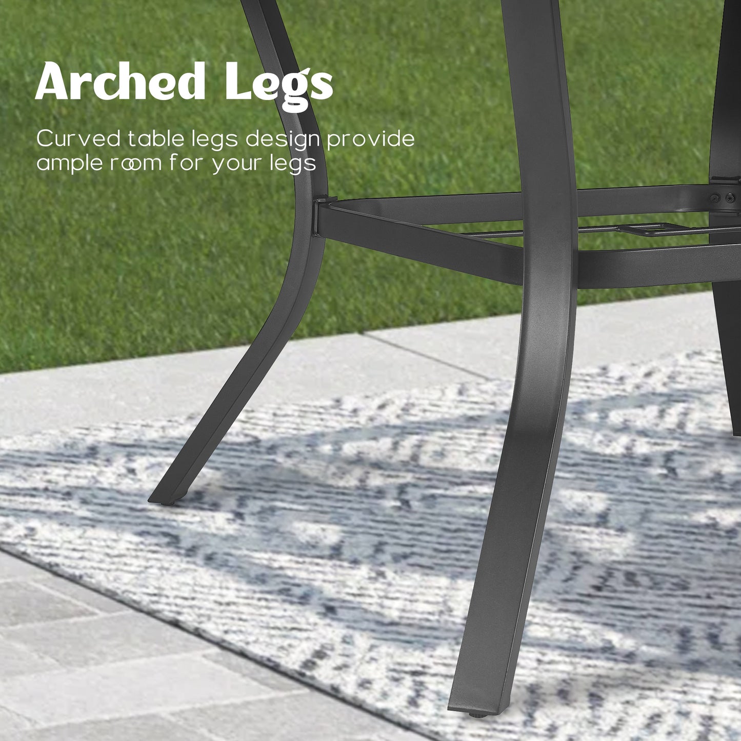 PEAKHOME Azur Patio Aluminum Round 60" Dining Table With Removable Lazy Susan for 6 Person