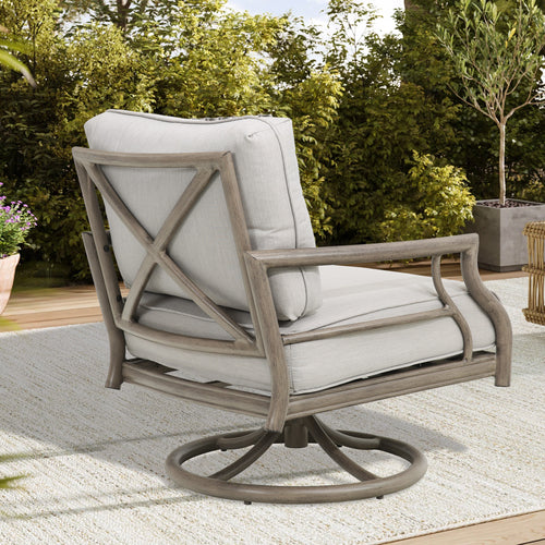 Lamando 3 Pieces Patio Aluminum Conversation Seating Group With Olefin Cushions For 5 Person