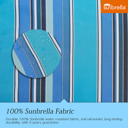 PATIO TREE Patio 9Ft Market Umbrella Stripe With Sunbrella®, Outdoor Table Umbrella for Patio,Porch (Dolce Oasis)