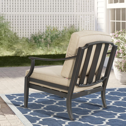 Tamarin 3 Pieces Aluminum Patio Club Conversation Seating Group With Sunbrella Cushions And Side Table