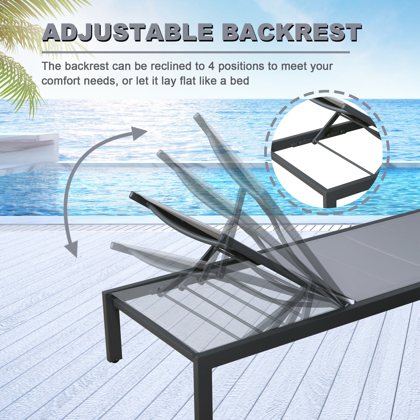 PEAKHOME Outdoor Chaie Lounges with Wheels and Quick Dry Foam Set of 2