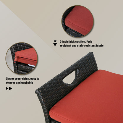 ULAX Outdoor Wicker Storage Bench with Cushion