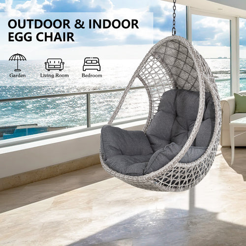 Peakhome Furnishings Patio Wicker Hammocks Egg Chair with Cushion