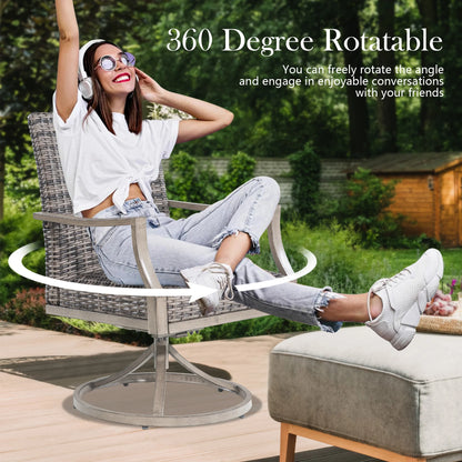 Allure 7-Piece Round Patio Dining Set With Wicker Chair