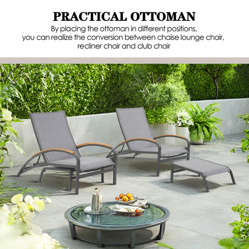 Twinpal Outdoor Powder Coated Aluminum Chaise Lounge Set