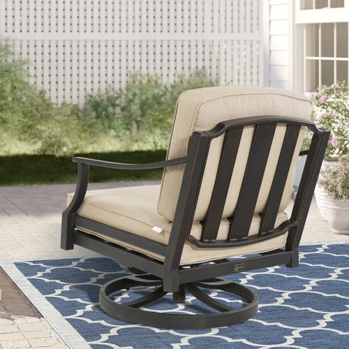 Tamarin 3 Pieces Aluminum Patio Club Conversation Seating Group With Sunbrella Cushions And Side Table