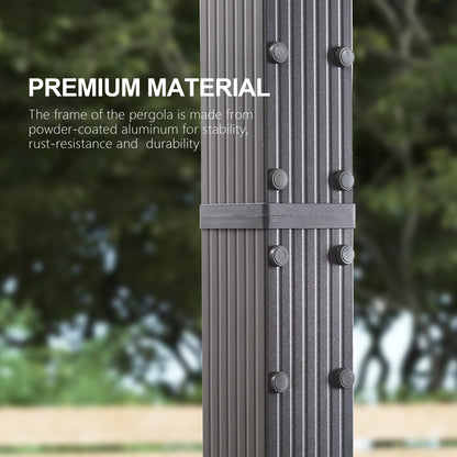 PATIO TREE 12Ft x 16Ft Patio Aluminum Retractable Pergola with Sun Shade Canopy Modern Backyard Deck