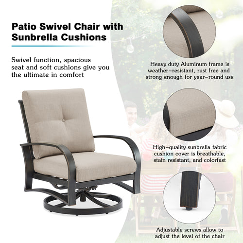 Chamber 5 Seat Patio Conversation Sofa Sets With Sunbrella® Cushions and Side Table