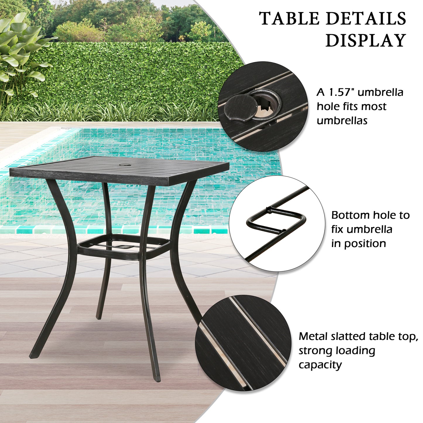 Outdoor Patio Bar Table Counter Height Table