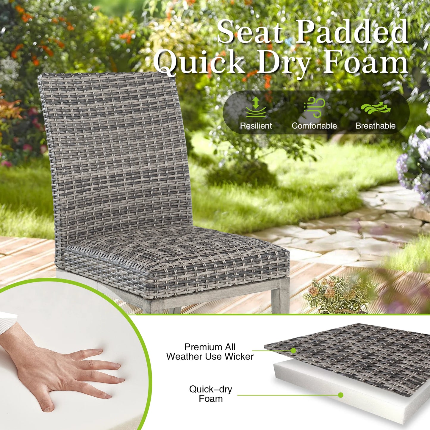 Allure 7-Piece Round Patio Dining Set With Wicker Chair