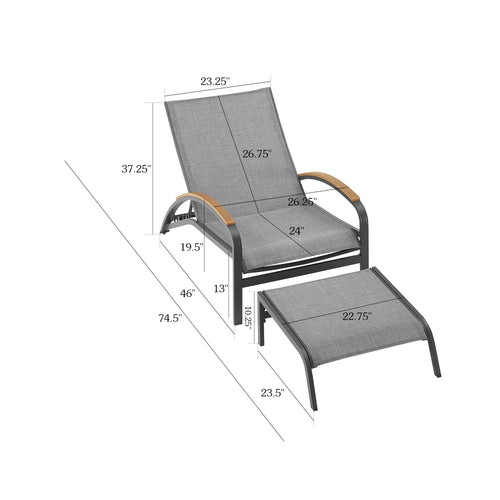 Twinpal Outdoor Powder Coated Aluminum Chaise Lounge Set