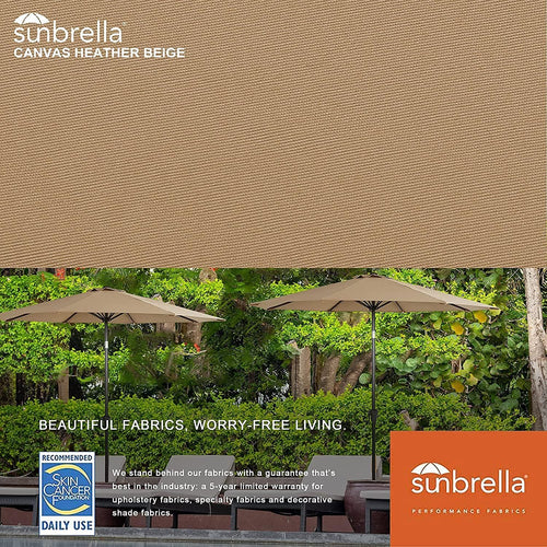 9 Ft Outdoor Umbrella Patio Market Umbrella Aluminum with Push Button Tilt&Crank, Sunbrella Fabric, Heather Beige