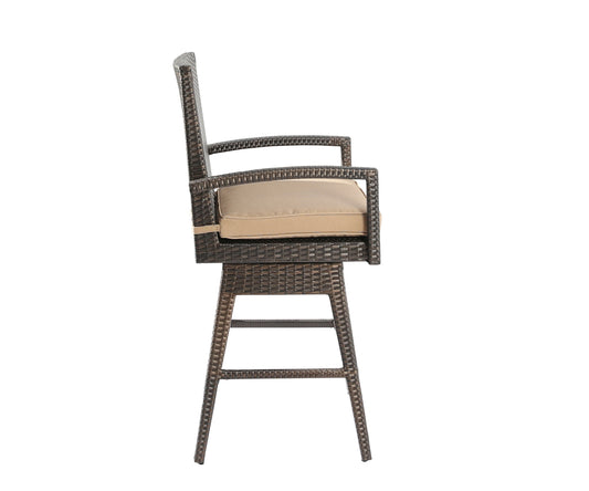 OPEN BOX I PEAKHOME Outdoor Rattan Swivel Bar Stools With Backs