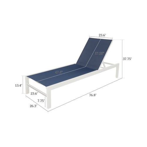 PEAKHOME Outdoor Chaise Lounge Chair with Wheels Set of 2