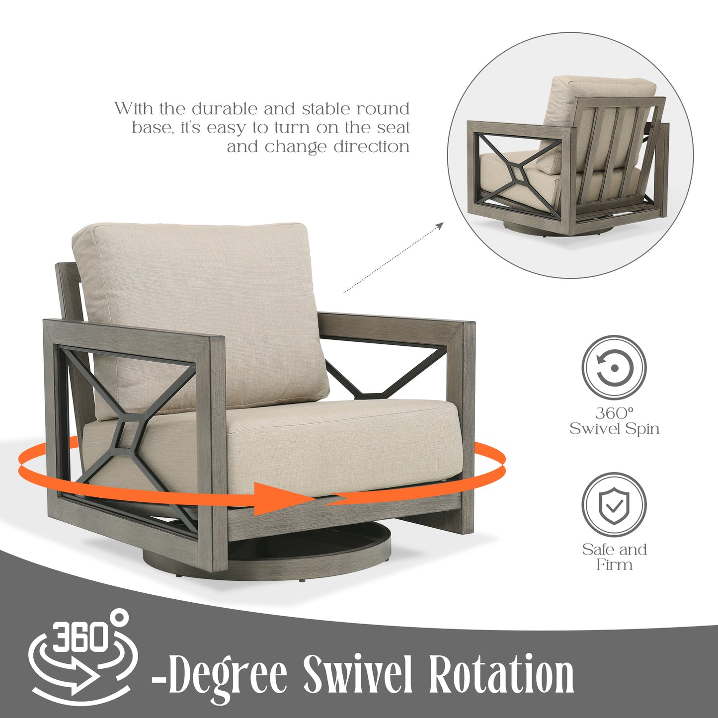 Marindo Patio Swivel Club Chairs With Sunbrella® Cushions