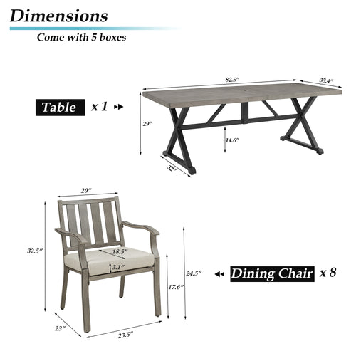 Azur 8-Person Rectangular Outdoor Dining Set with Cushions