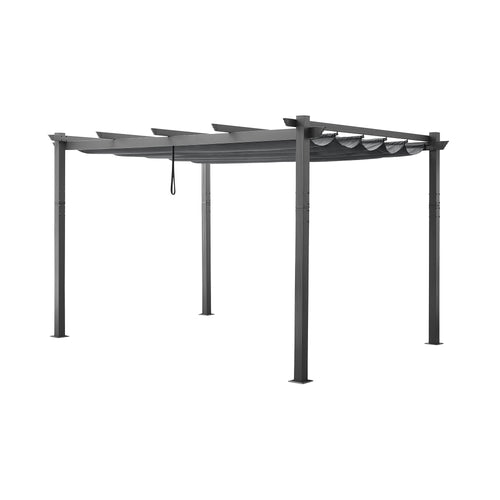 PATIO TREE 10Ft x 13Ft Patio Aluminum Retractable Pergola with Sun Shade Canopy Modern Backyard Deck