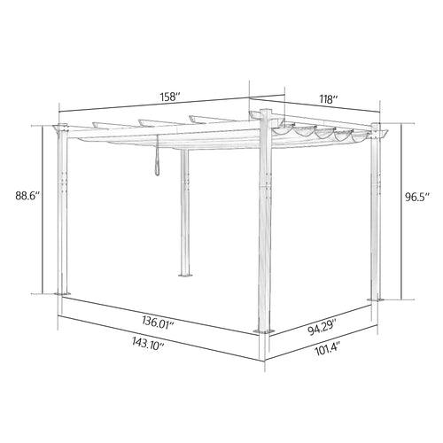 10Ft x 13Ft Patio Aluminum Pergola with UV-Proof Canopy Outdoor Heavy Duty Grape Trellis Pergola with Sunshade Canopy