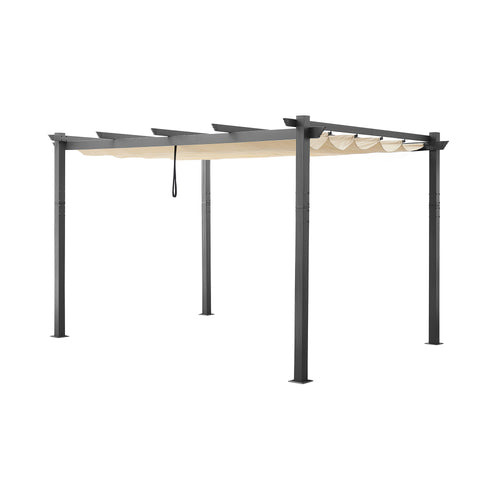 PATIO TREE 10Ft x 13Ft Patio Aluminum Retractable Pergola with Sun Shade Canopy Modern Backyard Deck