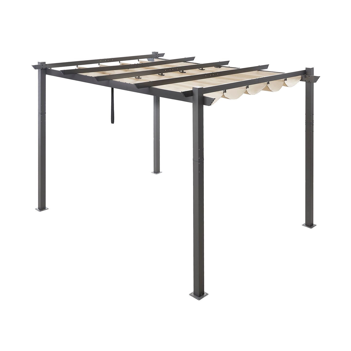 PATIO TREE 10Ft x 13Ft Patio Aluminum Retractable Pergola with Sun Shade Canopy Modern Backyard Deck