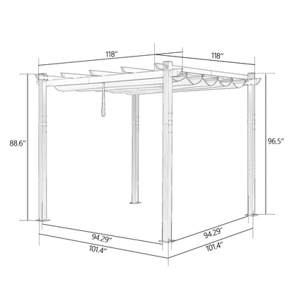 PATIO TREE 10Ft x 10Ft Patio Retractable Pergola with Sun Shade Canopy Modern Backyard Deck