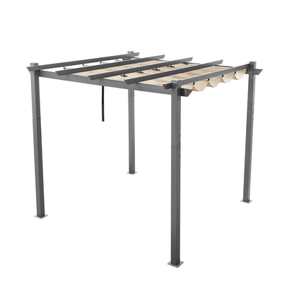 PATIO TREE 10Ft x 10Ft Patio Retractable Pergola with Sun Shade Canopy Modern Backyard Deck