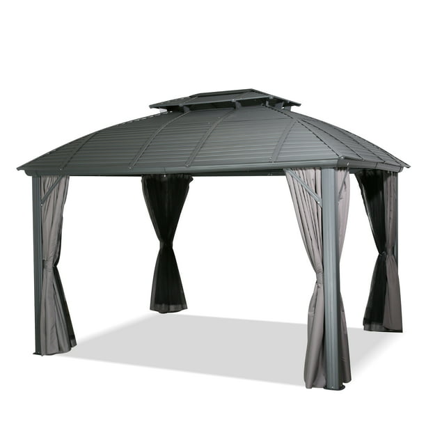 10 ft x 12 ft Aluminum Outdoor Hardtop Patio Gazebo with Double Roof for Patio, Garden, Lawn