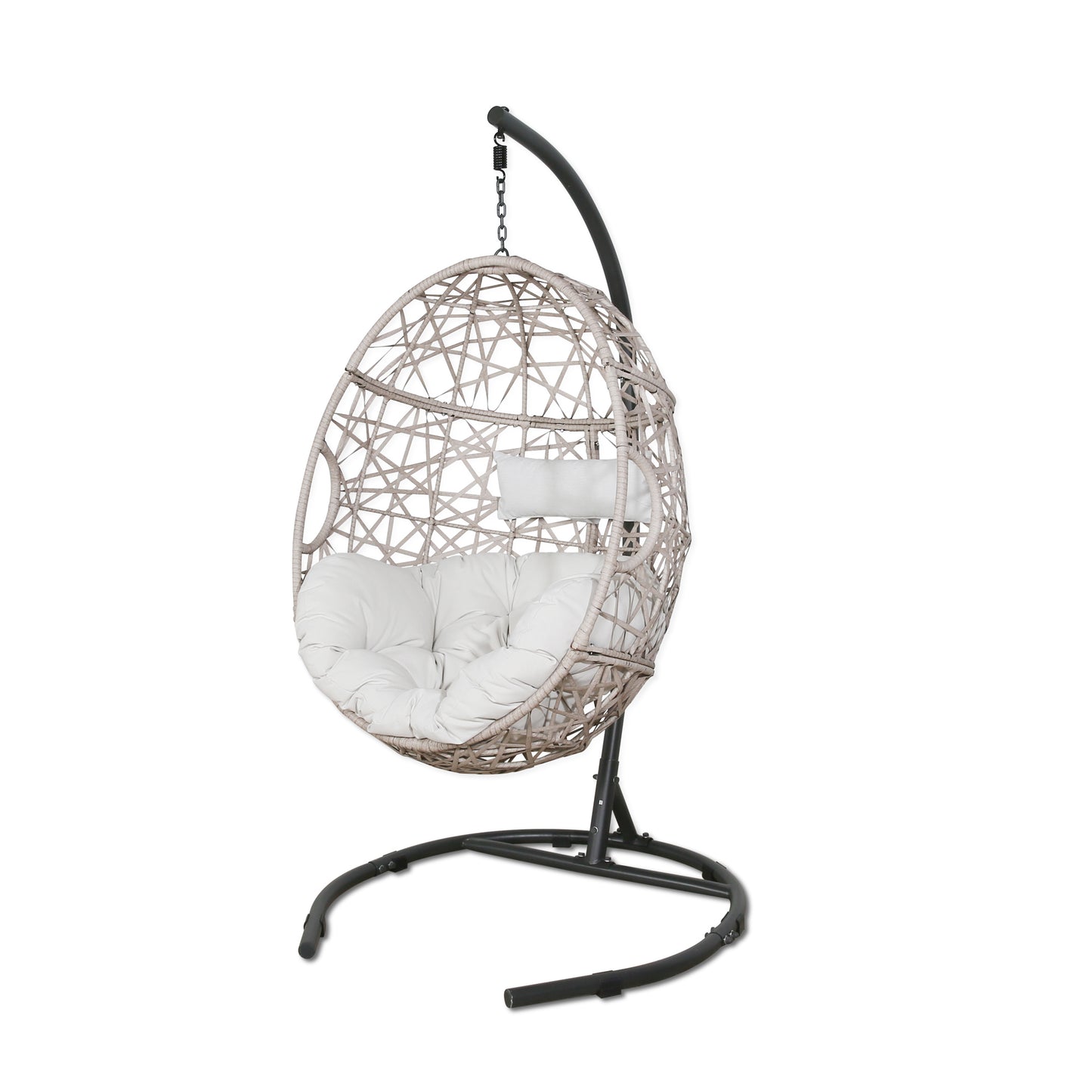 Peakhome Furnishings Swing Outdoor Patio Lounge Egg Chair with Cushion and Stand