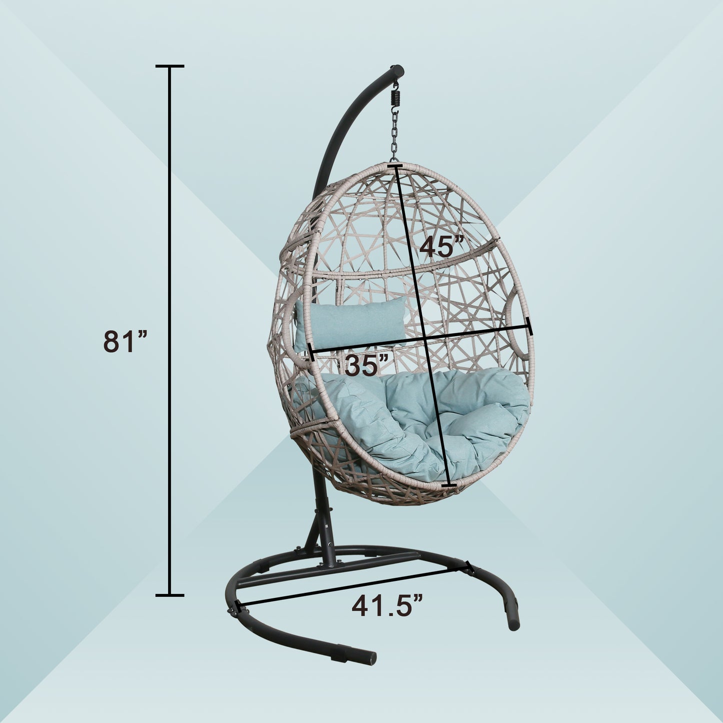 Peakhome Furnishings Swing Outdoor Patio Lounge Egg Chair with Cushion and Stand