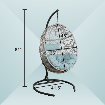 Peakhome Furnishings Swing Outdoor Patio Lounge Egg Chair with Cushion and Stand