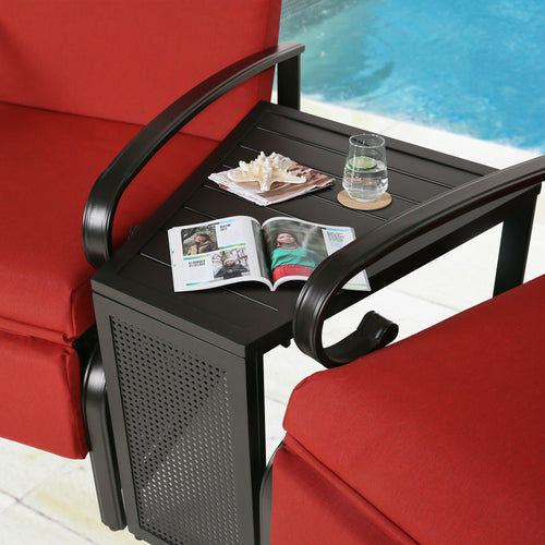 Outdoor/Indoor 2-Person Conversation set Seating Group with Recliner Chairs and Metal End Table