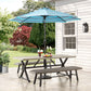 70” Outdoor Bench All-weather Wicker Patio Garden Bench, Mix Gray