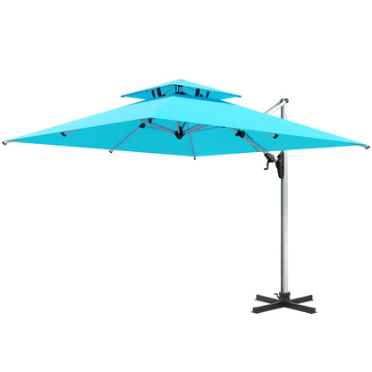 PATIO TREE Milano 10ft Square Cantilever Umbrella Double Top