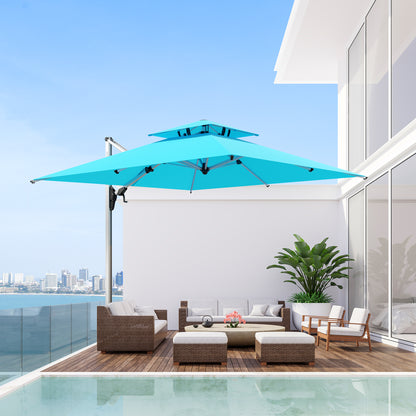 PATIO TREE Milano 10ft Square Cantilever Umbrella Double Top