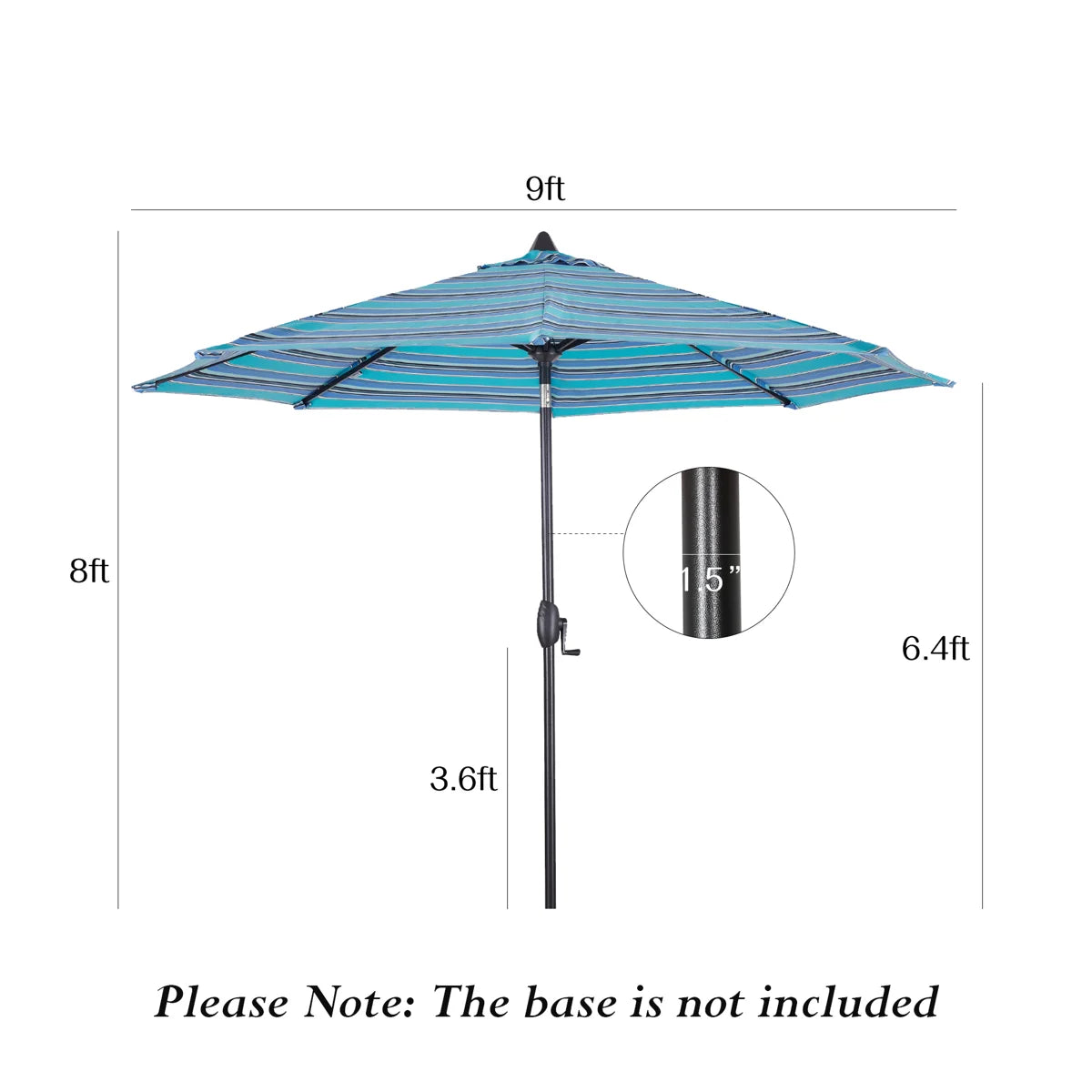 PATIO TREE Patio 9Ft Market Umbrella Stripe With Sunbrella®, Outdoor Table Umbrella for Patio,Porch (Dolce Oasis)