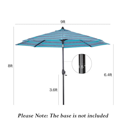 PATIO TREE Patio 9Ft Market Umbrella Stripe With Sunbrella®, Outdoor Table Umbrella for Patio,Porch (Dolce Oasis)