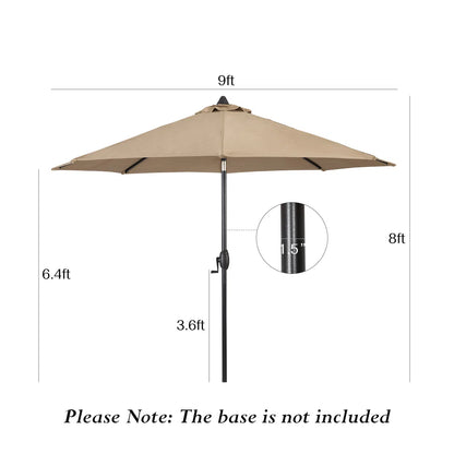 PATIO TREE 9Ft Tilting Umbrellas Patio Market Umbrella with Crank Handle and Sunbrella® Fabric (Heather Beige)