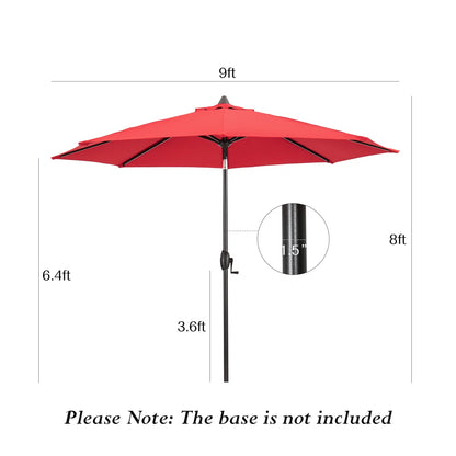 PATIO TREE 9ft Manual-tilted Outdoor Patio Umbrella with Crank Handle and Sunbrella® Fabric (Jockey Red)