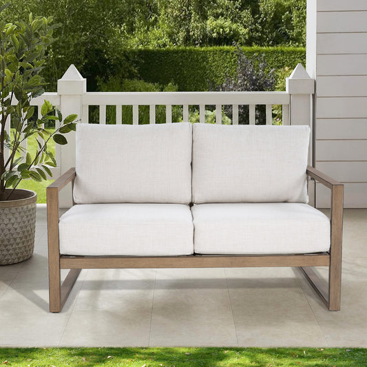 Hamarto 5 Pieces Aluminum Patio Conversation Loveseat Set With Olefin Cushions For 4 Person