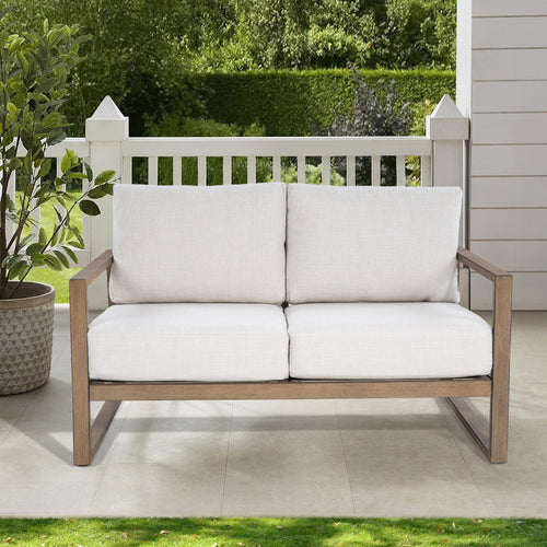 Hamarto Patio Aluminum Loveseat With Olefin Cushions