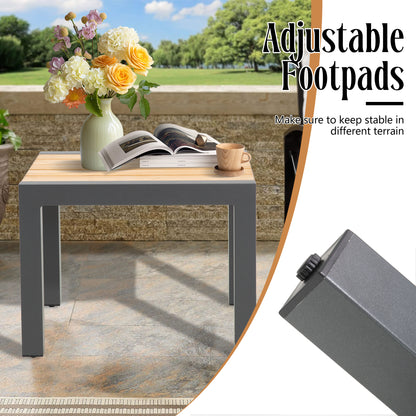 Twinpal Aluminum Chaise Lounge Set With Ottomans, Phifertex® Sling Fabric And Teak Top Side Table