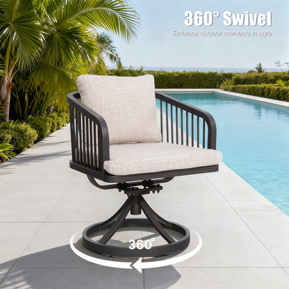 Asheville Patio Aluminum Swivel Dining Chair Set of 2