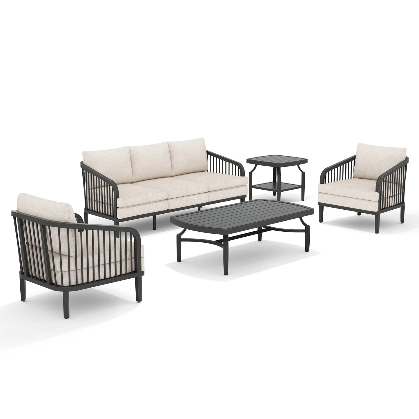 Asheville 5-Person Aluminum Patio Seating Set