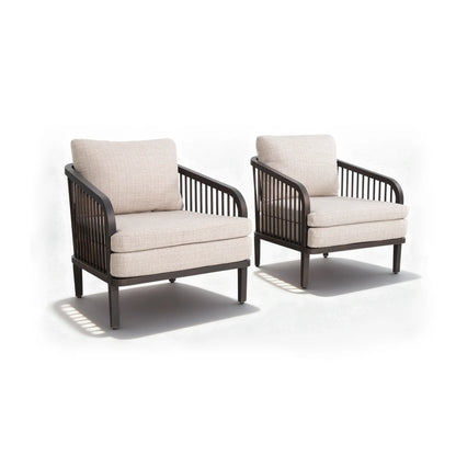 Two armchairs with beige cushions 